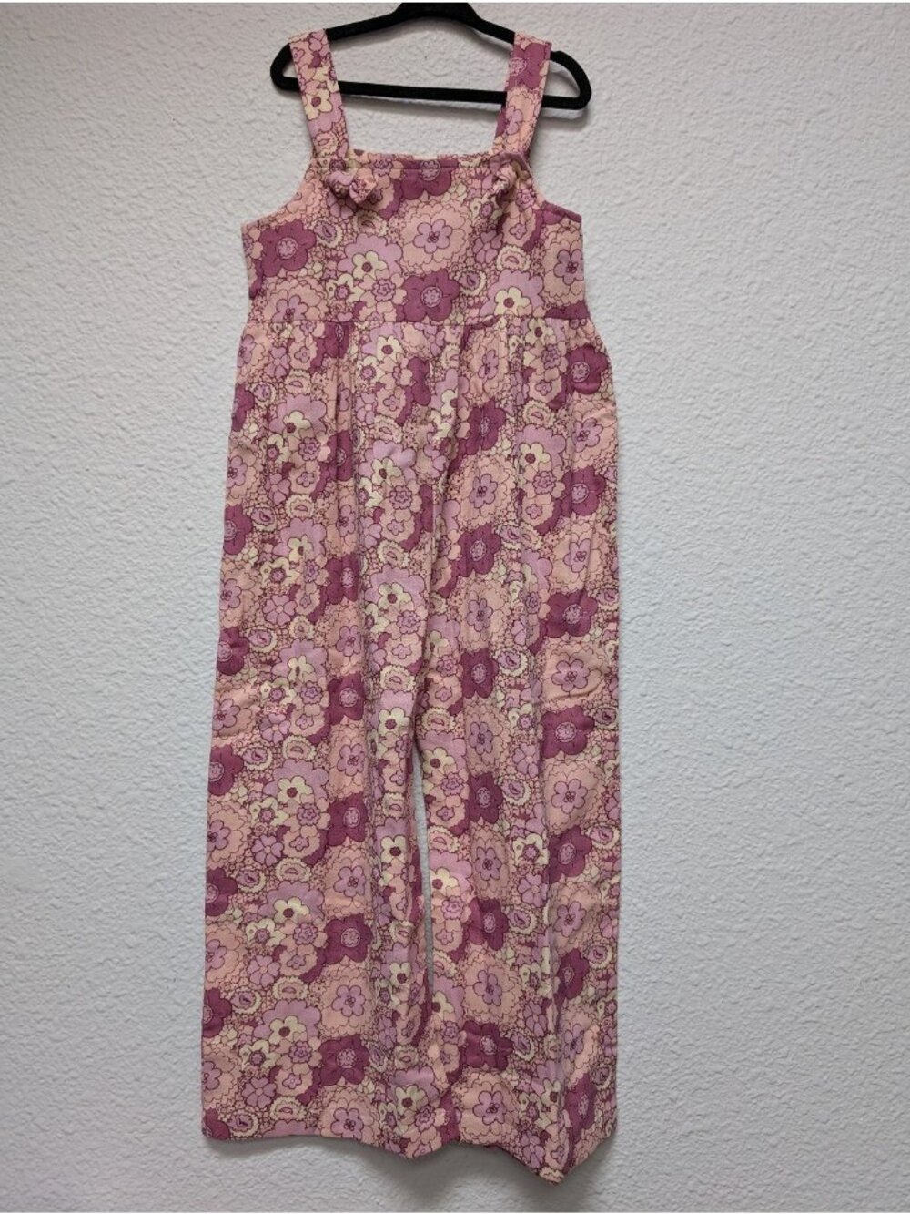 Mauve 60's Floral Gaucho Tie Jumpsuit 6Y Organic Cotton Gauze Kate Quinn